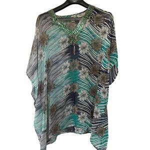 Signature Blue Black Dolman Sleeve Tunic